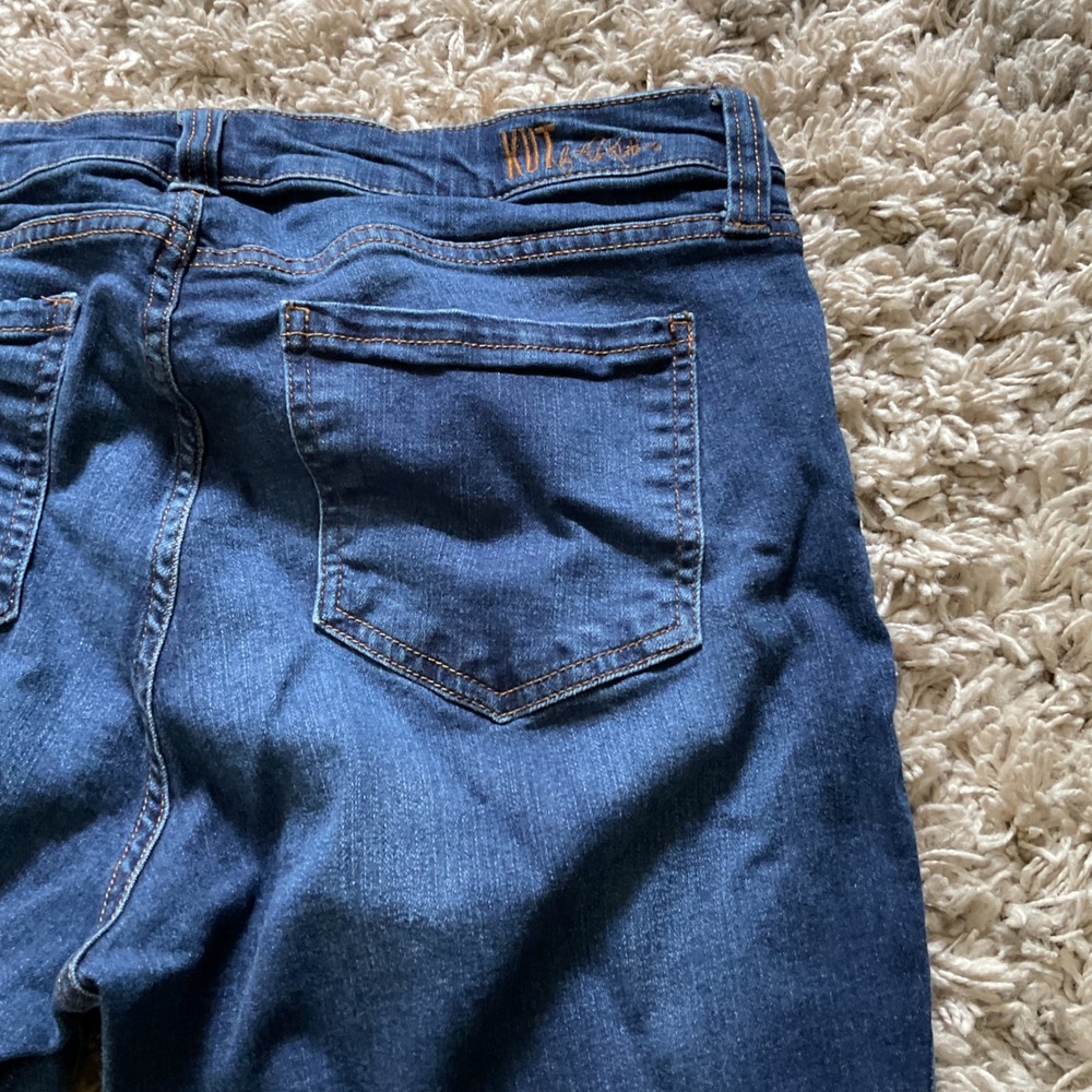 KUT from the Kloth Carlo Ankle Skinny Jeans Dark Wash Raw Hem Womens 12 - Picture 7 of 10